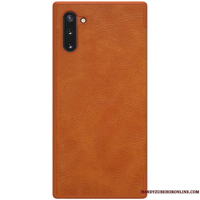 Etui Samsung Galaxy Note 10 Folio Guld Telefon, Cover Samsung Galaxy Note 10 Læder Business