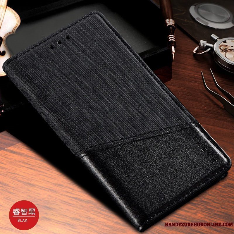 Etui Samsung Galaxy Note 10 Lite Beskyttelse Klud Sort, Cover Samsung Galaxy Note 10 Lite Folio Mønster Telefon
