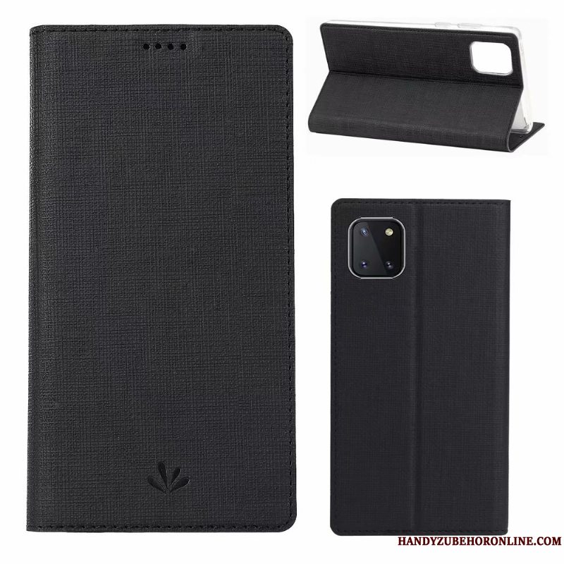 Etui Samsung Galaxy Note 10 Lite Folio Grå Kort, Cover Samsung Galaxy Note 10 Lite Læder Klud Telefon