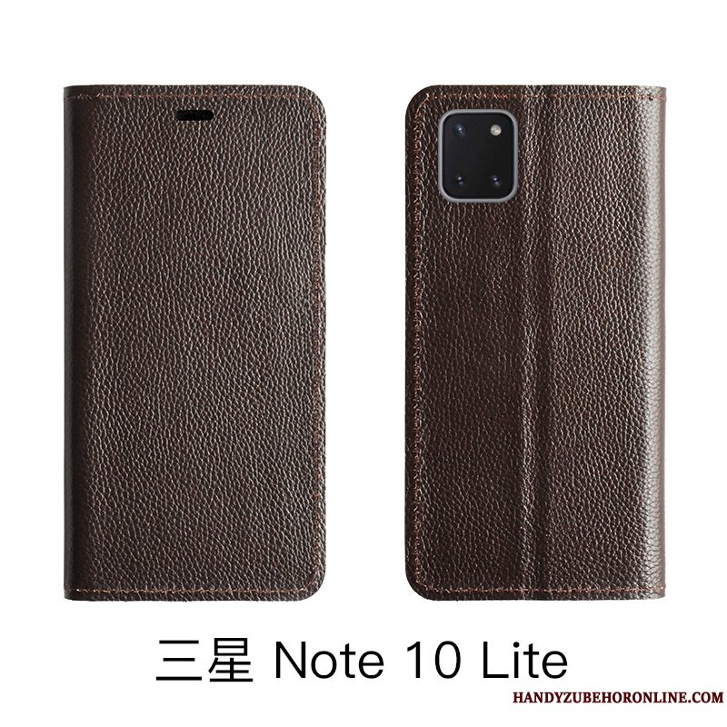 Etui Samsung Galaxy Note 10 Lite Folio Rød Telefon, Cover Samsung Galaxy Note 10 Lite Læder Litchi Cow