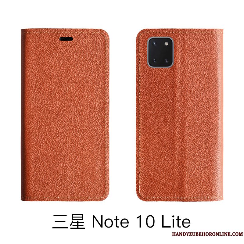 Etui Samsung Galaxy Note 10 Lite Folio Rød Telefon, Cover Samsung Galaxy Note 10 Lite Læder Litchi Cow