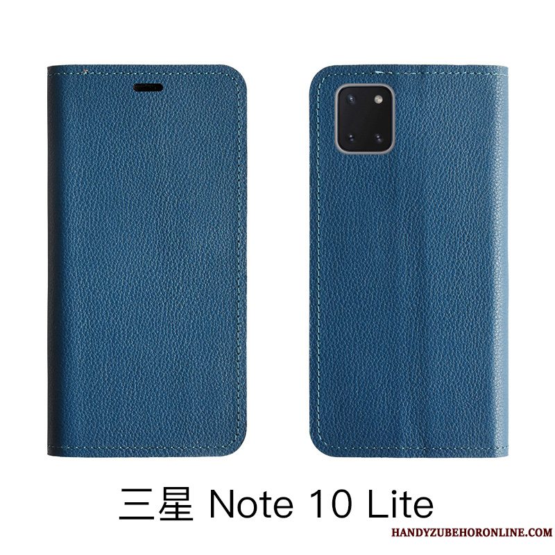 Etui Samsung Galaxy Note 10 Lite Folio Rød Telefon, Cover Samsung Galaxy Note 10 Lite Læder Litchi Cow