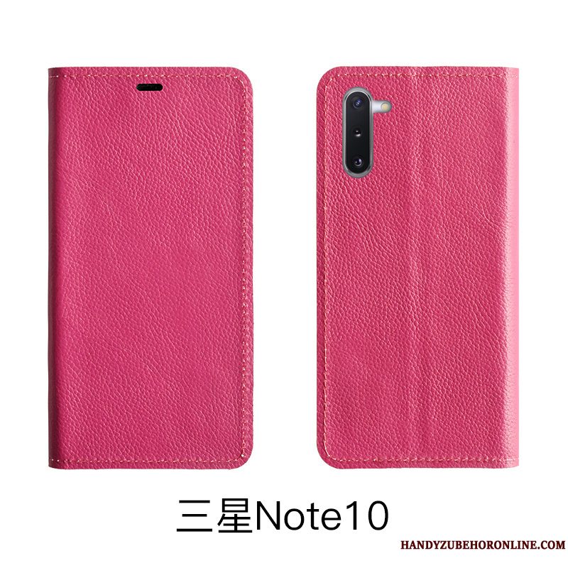 Etui Samsung Galaxy Note 10 Lite Folio Rød Telefon, Cover Samsung Galaxy Note 10 Lite Læder Litchi Cow