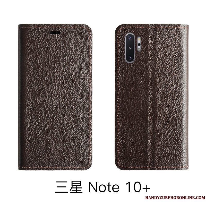 Etui Samsung Galaxy Note 10 Lite Folio Rød Telefon, Cover Samsung Galaxy Note 10 Lite Læder Litchi Cow