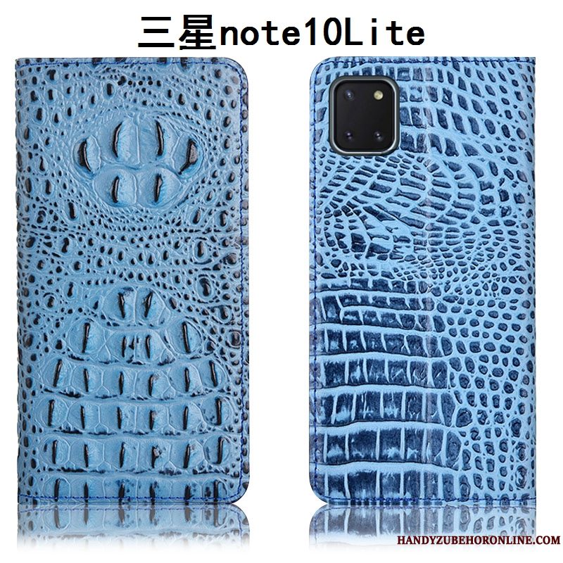 Etui Samsung Galaxy Note 10 Lite Læder Krokodille Mønster, Cover Samsung Galaxy Note 10 Lite Beskyttelse Sort Telefon