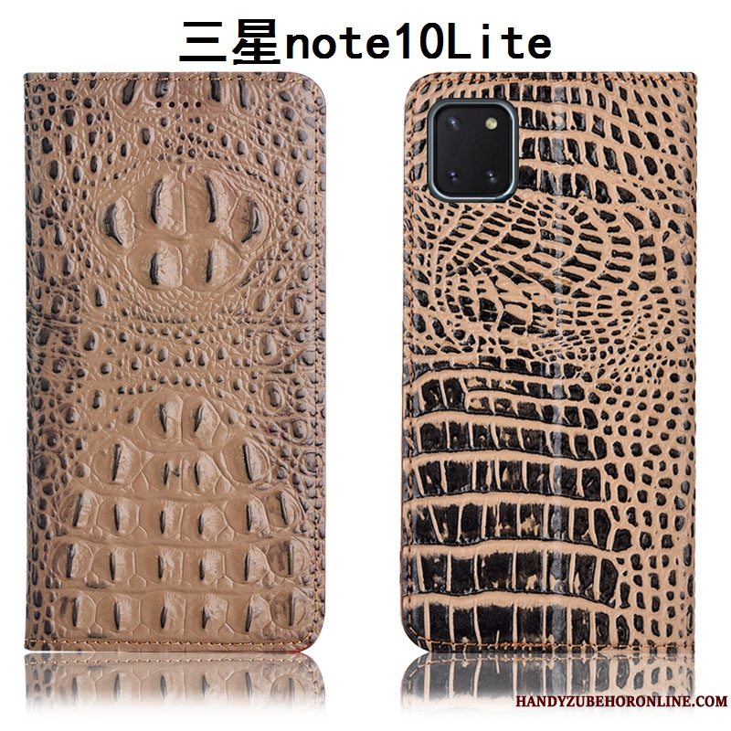 Etui Samsung Galaxy Note 10 Lite Læder Krokodille Mønster, Cover Samsung Galaxy Note 10 Lite Beskyttelse Sort Telefon