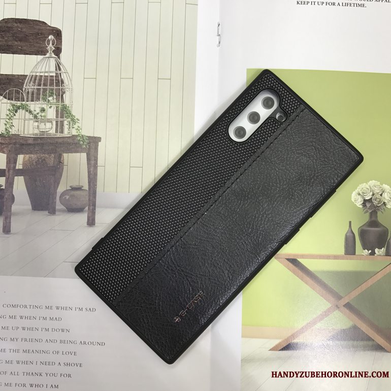 Etui Samsung Galaxy Note 10 Læder Blå Anti-fald, Cover Samsung Galaxy Note 10 Beskyttelse Splejsning Nylon