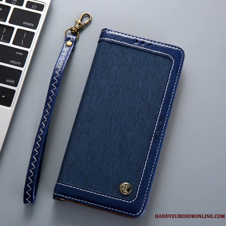 Etui Samsung Galaxy Note 10 Læder Denim Hængende Ornamenter, Cover Samsung Galaxy Note 10 Folio Mønster Blandede Farver