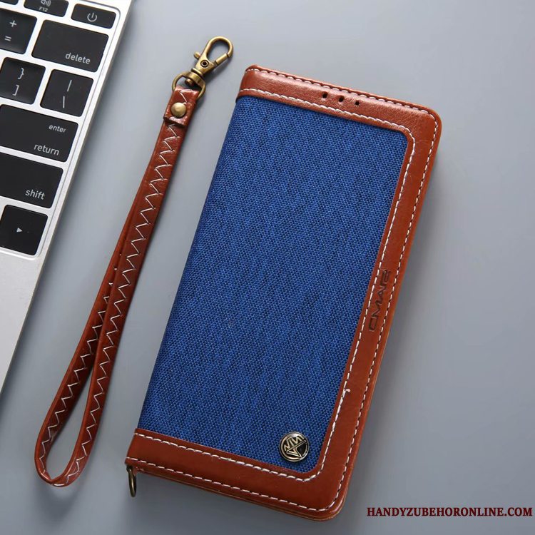 Etui Samsung Galaxy Note 10 Læder Denim Hængende Ornamenter, Cover Samsung Galaxy Note 10 Folio Mønster Blandede Farver