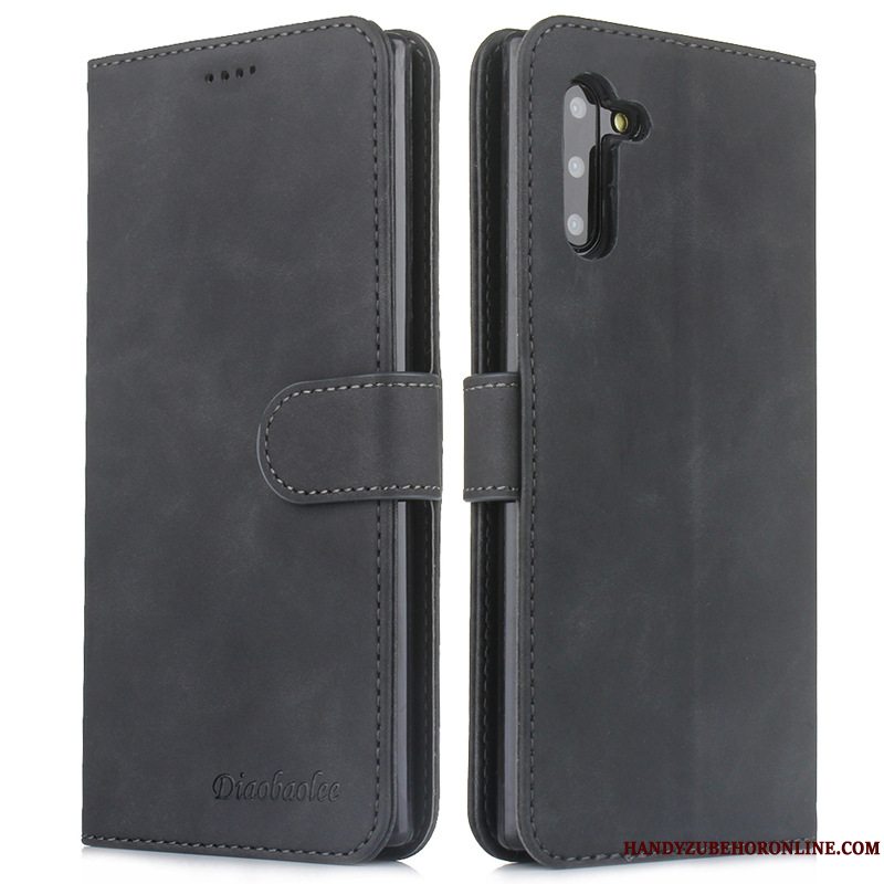 Etui Samsung Galaxy Note 10 Læder Grå Telefon, Cover Samsung Galaxy Note 10 Folio