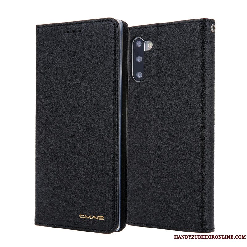 Etui Samsung Galaxy Note 10 Tasker Kort Blå, Cover Samsung Galaxy Note 10 Læder Telefonanti-fald