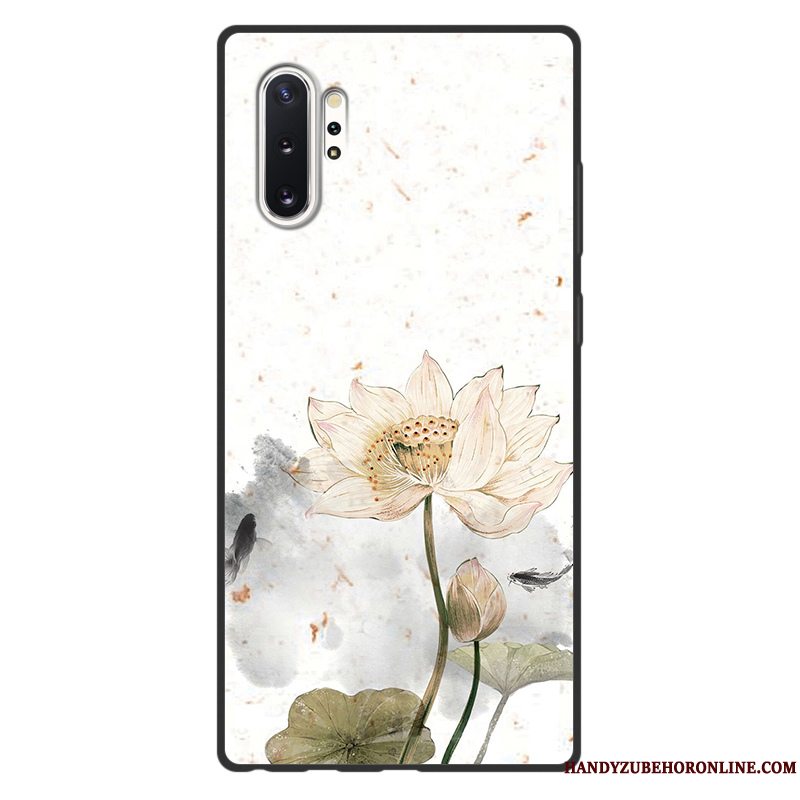 Etui Samsung Galaxy Note 10+ Vintage Kunst Telefon, Cover Samsung Galaxy Note 10+ Beskyttelse Grøn Kinesisk Stil