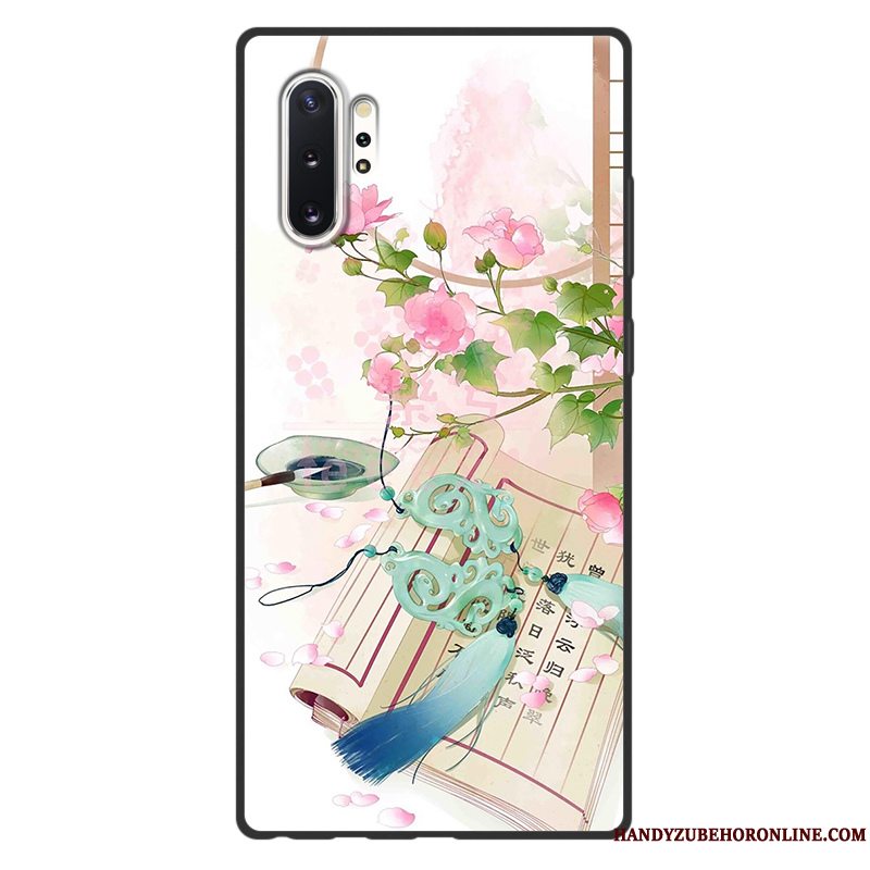 Etui Samsung Galaxy Note 10+ Vintage Kunst Telefon, Cover Samsung Galaxy Note 10+ Beskyttelse Grøn Kinesisk Stil