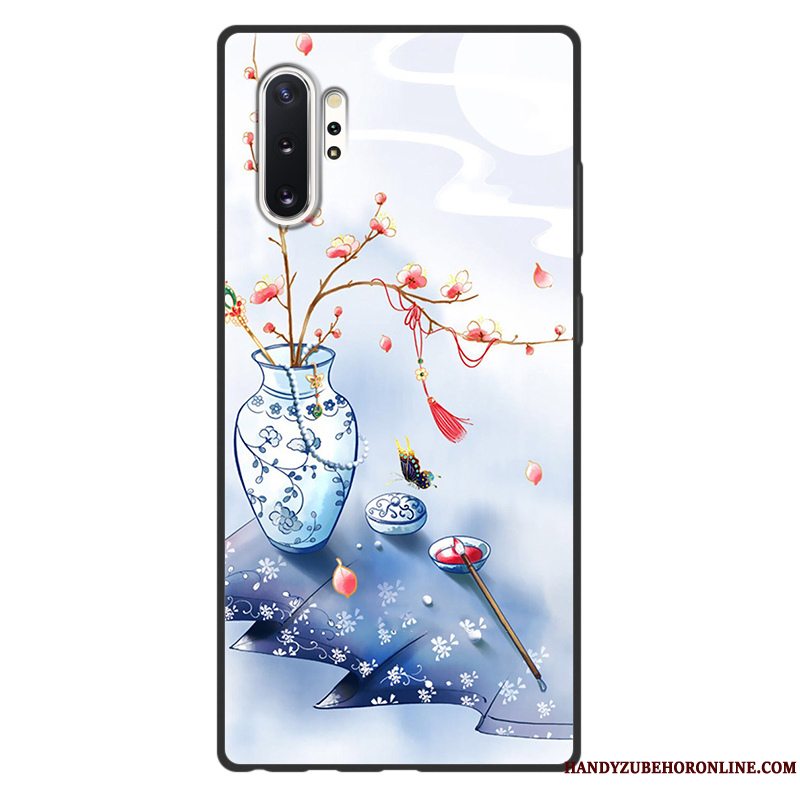 Etui Samsung Galaxy Note 10+ Vintage Kunst Telefon, Cover Samsung Galaxy Note 10+ Beskyttelse Grøn Kinesisk Stil