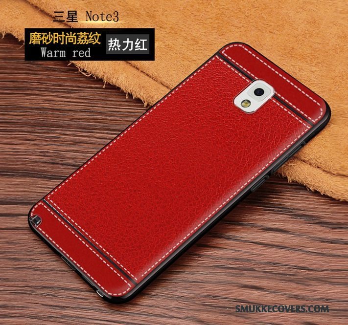 Etui Samsung Galaxy Note 3 Blød Nubuck Ny, Cover Samsung Galaxy Note 3 Beskyttelse Rød Anti-fald