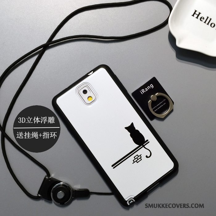 Etui Samsung Galaxy Note 3 Silikone Af Personlighed Nubuck, Cover Samsung Galaxy Note 3 Tasker Telefonhvid