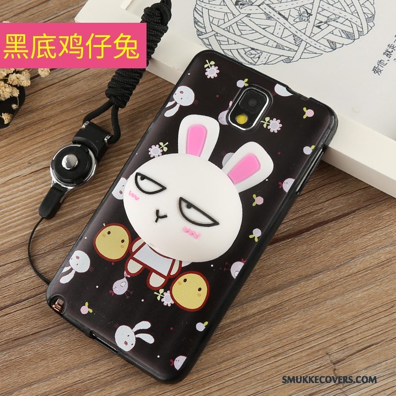 Etui Samsung Galaxy Note 3 Tasker Telefonlyserød, Cover Samsung Galaxy Note 3 Cartoon Hængende Ornamenter