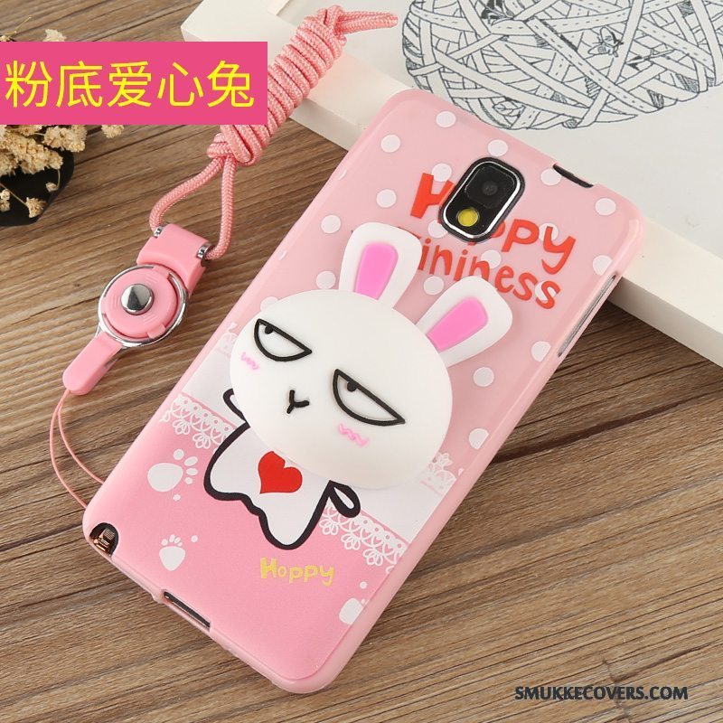 Etui Samsung Galaxy Note 3 Tasker Telefonlyserød, Cover Samsung Galaxy Note 3 Cartoon Hængende Ornamenter