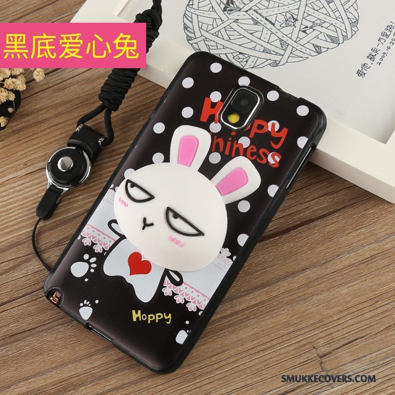 Etui Samsung Galaxy Note 3 Tasker Telefonlyserød, Cover Samsung Galaxy Note 3 Cartoon Hængende Ornamenter