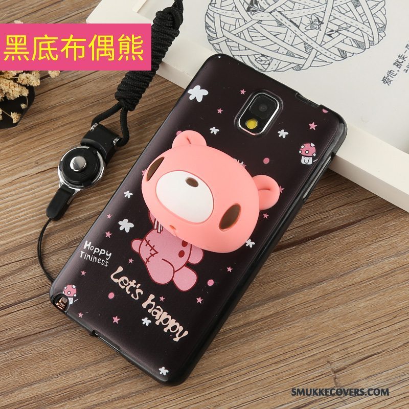 Etui Samsung Galaxy Note 3 Tasker Telefonlyserød, Cover Samsung Galaxy Note 3 Cartoon Hængende Ornamenter