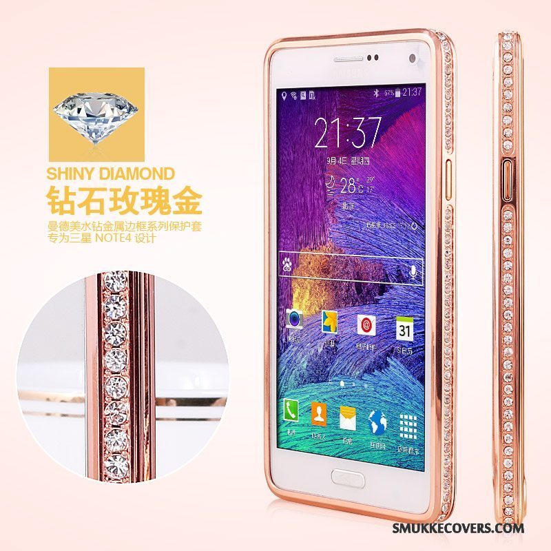 Etui Samsung Galaxy Note 4 Beskyttelse Anti-fald Ramme, Cover Samsung Galaxy Note 4 Strass Guld