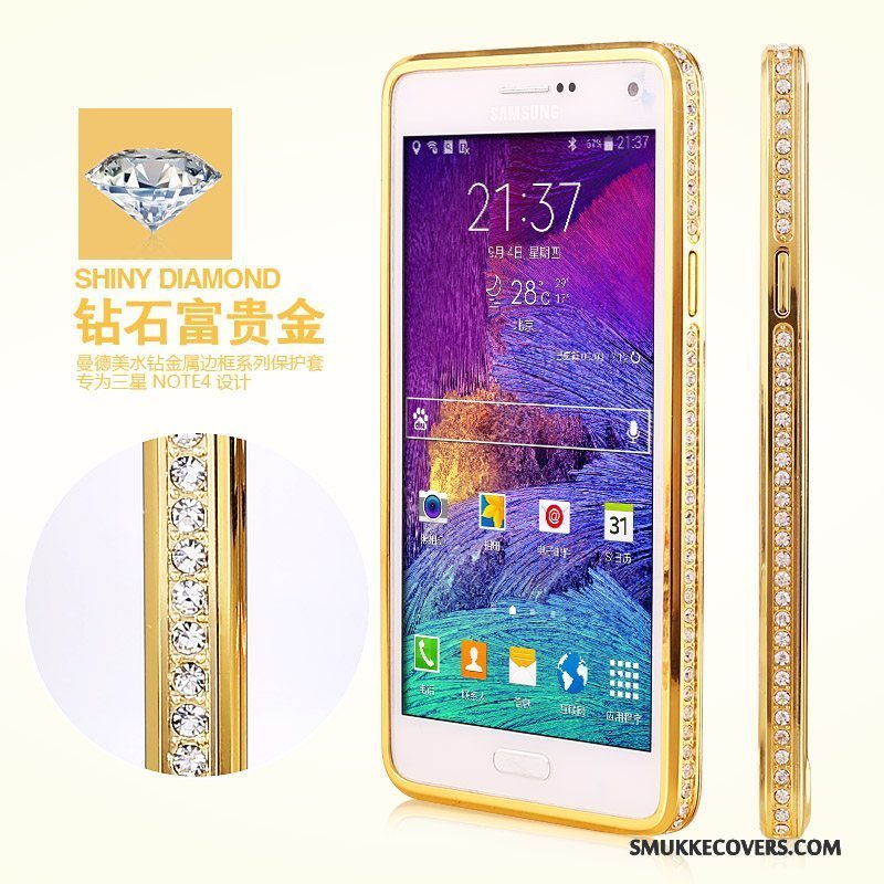 Etui Samsung Galaxy Note 4 Beskyttelse Anti-fald Ramme, Cover Samsung Galaxy Note 4 Strass Guld