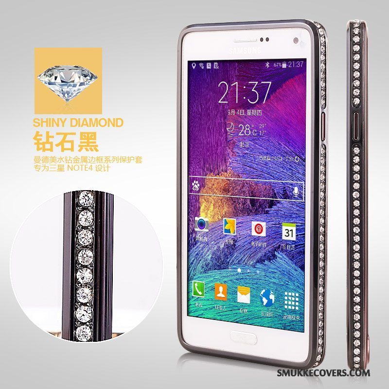 Etui Samsung Galaxy Note 4 Beskyttelse Anti-fald Ramme, Cover Samsung Galaxy Note 4 Strass Guld