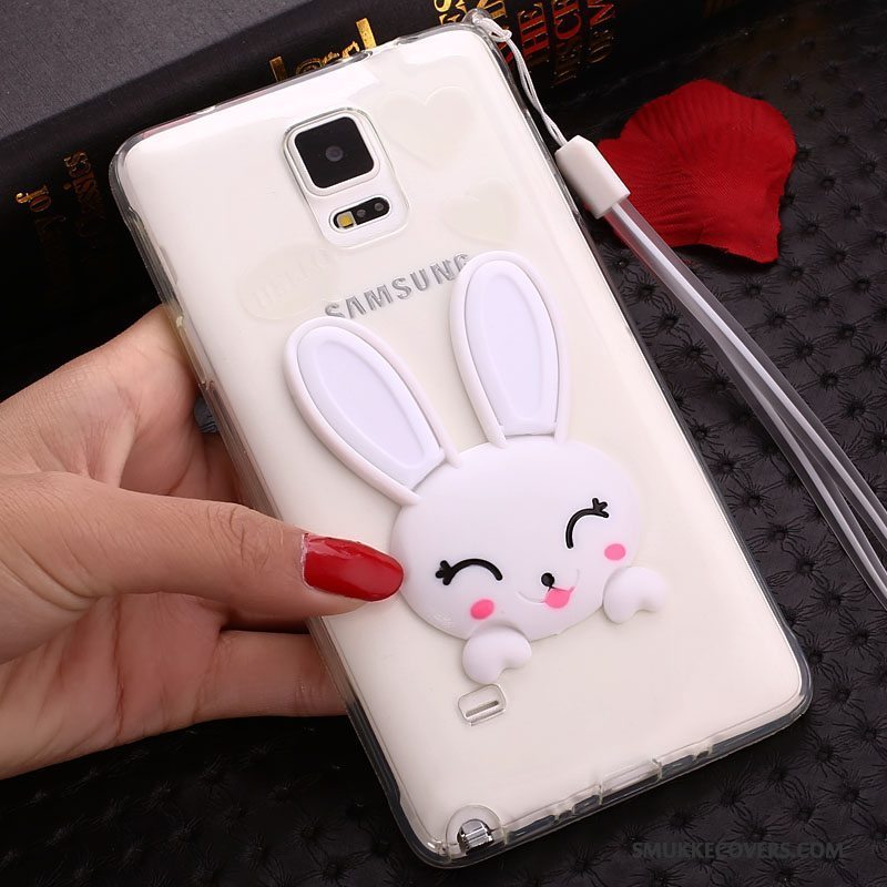 Etui Samsung Galaxy Note 4 Blød Gennemsigtig Telefon, Cover Samsung Galaxy Note 4 Cartoon Hvid Anti-fald