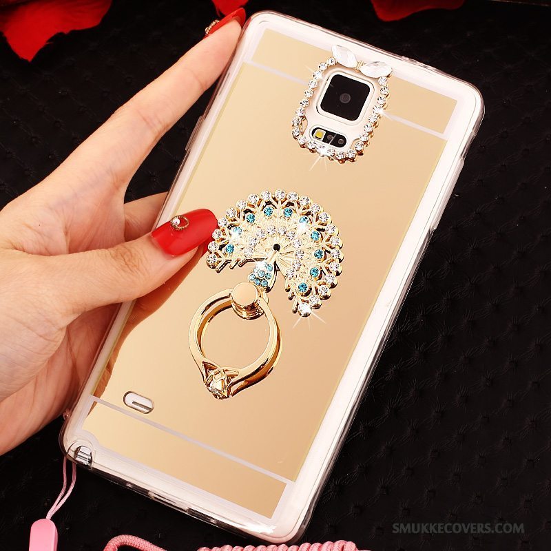 Etui Samsung Galaxy Note 4 Blød Guld Hængende Ornamenter, Cover Samsung Galaxy Note 4 Beskyttelse Telefonring