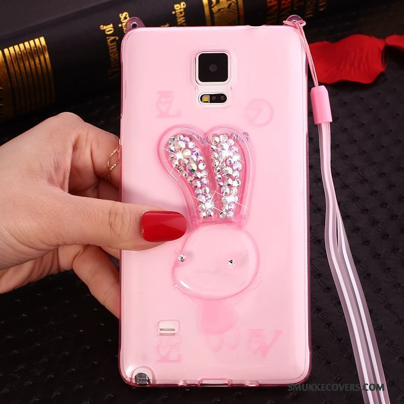 Etui Samsung Galaxy Note 4 Blød Lyserød Hængende Ornamenter, Cover Samsung Galaxy Note 4 Strass