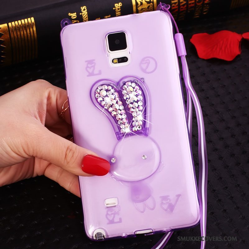 Etui Samsung Galaxy Note 4 Blød Lyserød Hængende Ornamenter, Cover Samsung Galaxy Note 4 Strass