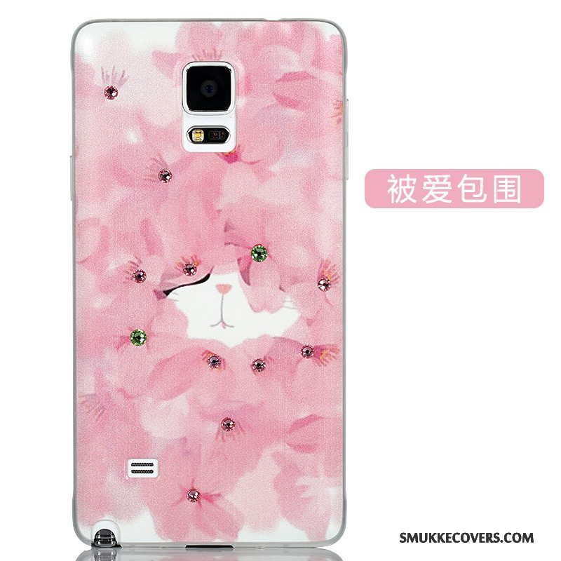 Etui Samsung Galaxy Note 4 Cartoon Lyserød Nubuck, Cover Samsung Galaxy Note 4 Beskyttelse Hård Telefon