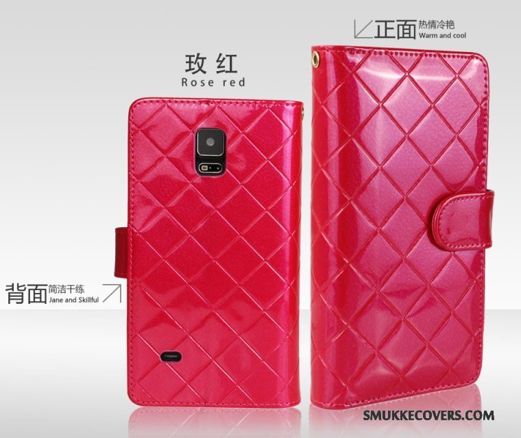 Etui Samsung Galaxy Note 4 Folio Knapper Telefon, Cover Samsung Galaxy Note 4 Læder Rød