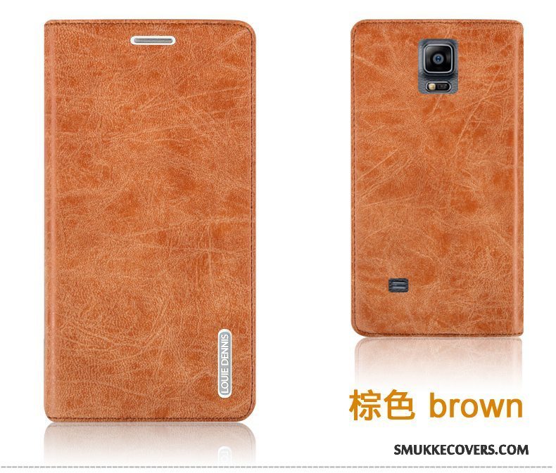 Etui Samsung Galaxy Note 4 Læder Holdbar Telefon, Cover Samsung Galaxy Note 4 Folio Rød