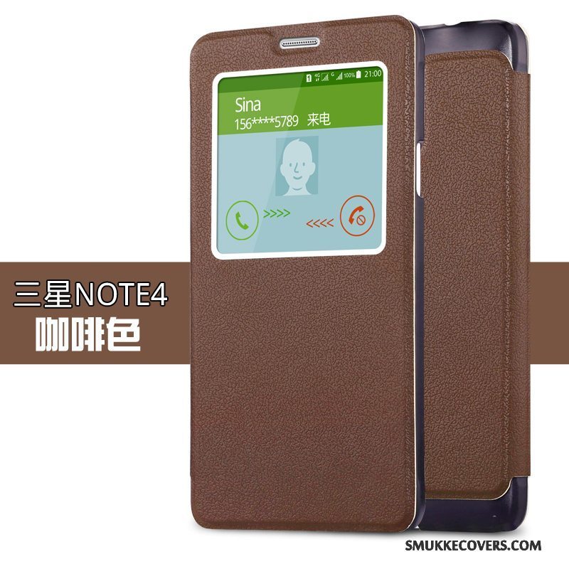 Etui Samsung Galaxy Note 4 Læder Telefonanti-fald, Cover Samsung Galaxy Note 4 Folio