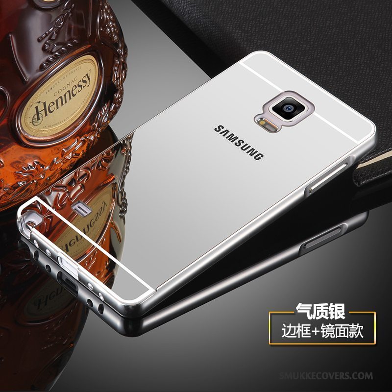 Etui Samsung Galaxy Note 4 Metal Anti-fald Ramme, Cover Samsung Galaxy Note 4 Beskyttelse Spejl Sølv