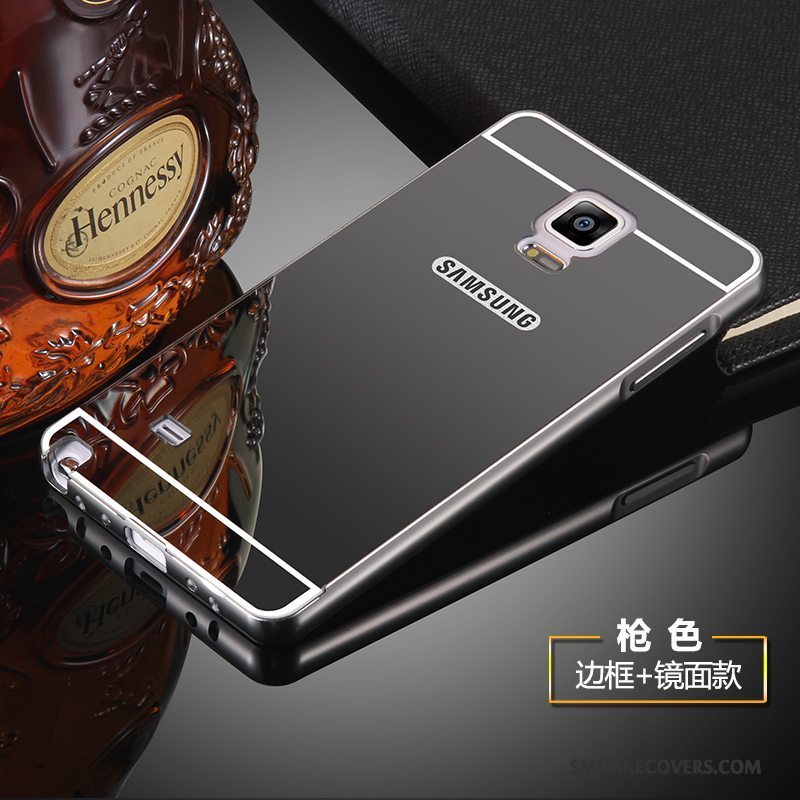 Etui Samsung Galaxy Note 4 Metal Anti-fald Ramme, Cover Samsung Galaxy Note 4 Beskyttelse Spejl Sølv