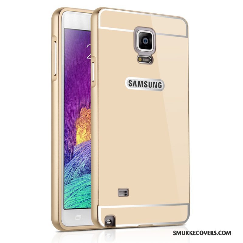 Etui Samsung Galaxy Note 4 Metal Anti-fald Ramme, Cover Samsung Galaxy Note 4 Beskyttelse Spejl Sølv