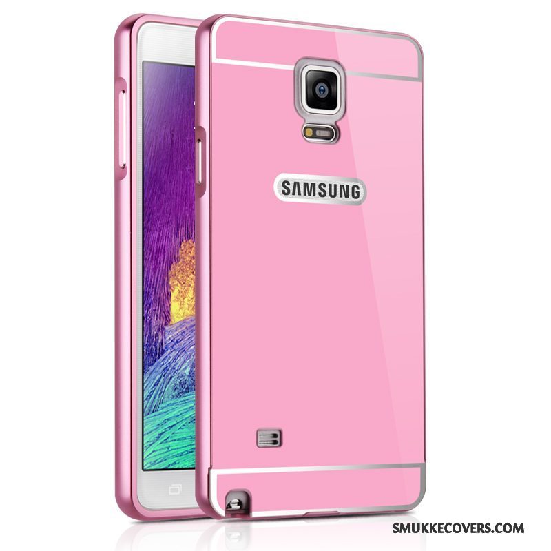 Etui Samsung Galaxy Note 4 Metal Anti-fald Ramme, Cover Samsung Galaxy Note 4 Beskyttelse Spejl Sølv