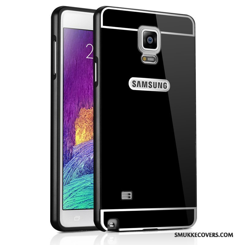 Etui Samsung Galaxy Note 4 Metal Anti-fald Ramme, Cover Samsung Galaxy Note 4 Beskyttelse Spejl Sølv