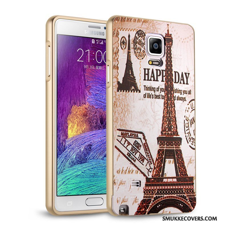 Etui Samsung Galaxy Note 4 Metal Anti-fald Ramme, Cover Samsung Galaxy Note 4 Beskyttelse Spejl Sølv