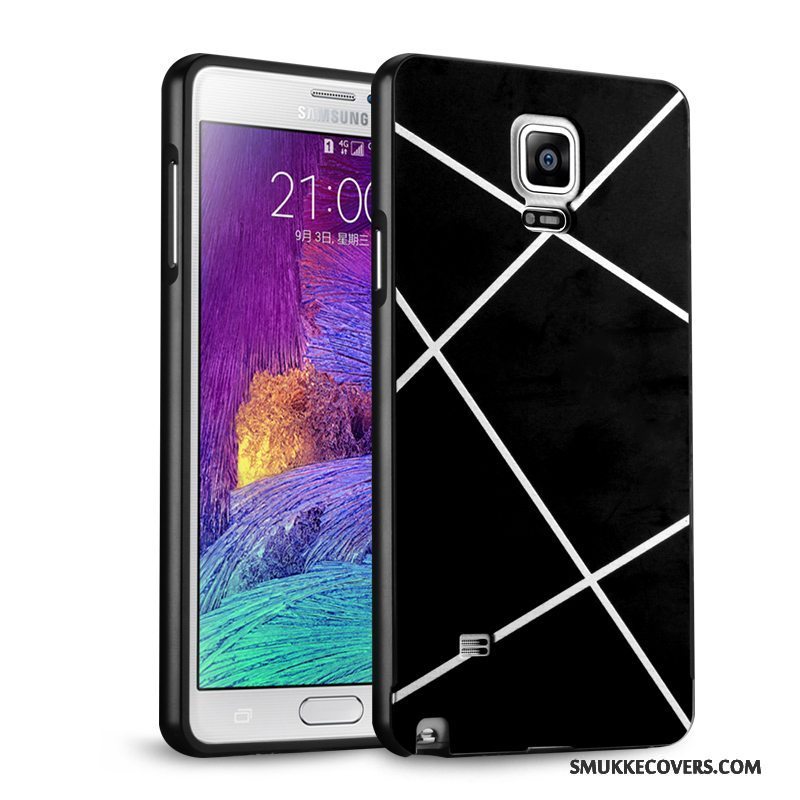 Etui Samsung Galaxy Note 4 Metal Anti-fald Ramme, Cover Samsung Galaxy Note 4 Beskyttelse Spejl Sølv