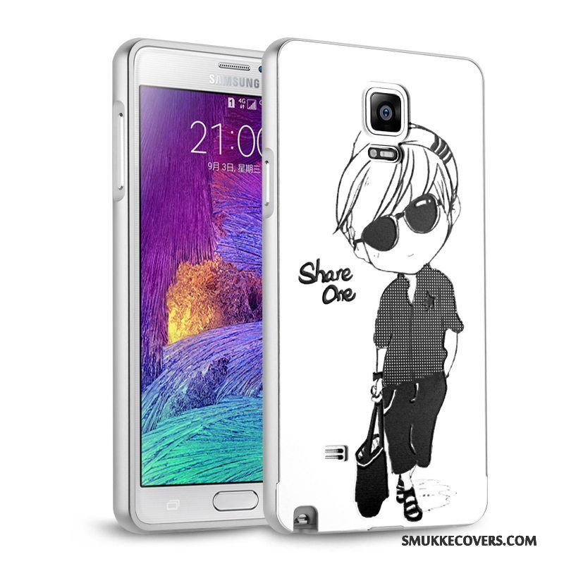 Etui Samsung Galaxy Note 4 Metal Anti-fald Ramme, Cover Samsung Galaxy Note 4 Beskyttelse Spejl Sølv