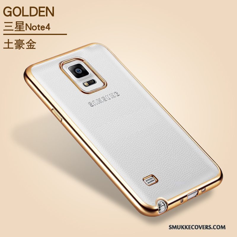 Etui Samsung Galaxy Note 4 Silikone Anti-fald Gennemsigtig, Cover Samsung Galaxy Note 4 Blød Guld Tynd