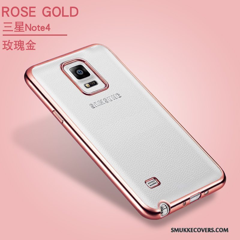 Etui Samsung Galaxy Note 4 Silikone Anti-fald Gennemsigtig, Cover Samsung Galaxy Note 4 Blød Guld Tynd