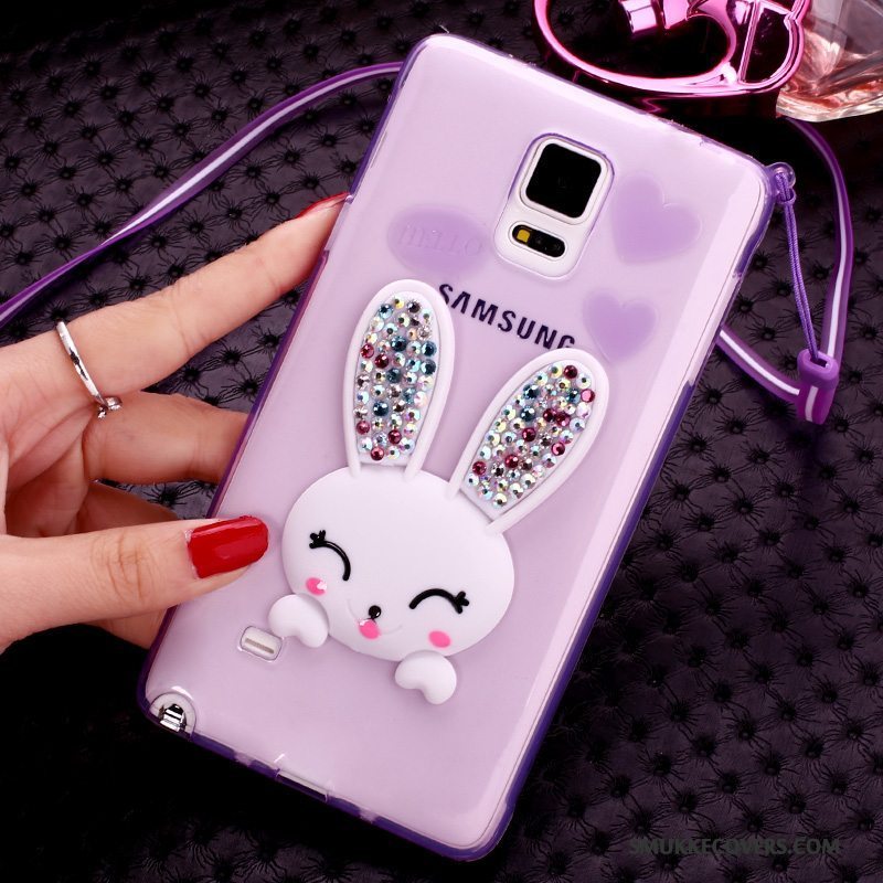 Etui Samsung Galaxy Note 4 Silikone Lilla Pels Bold, Cover Samsung Galaxy Note 4 Strass Telefonkanin