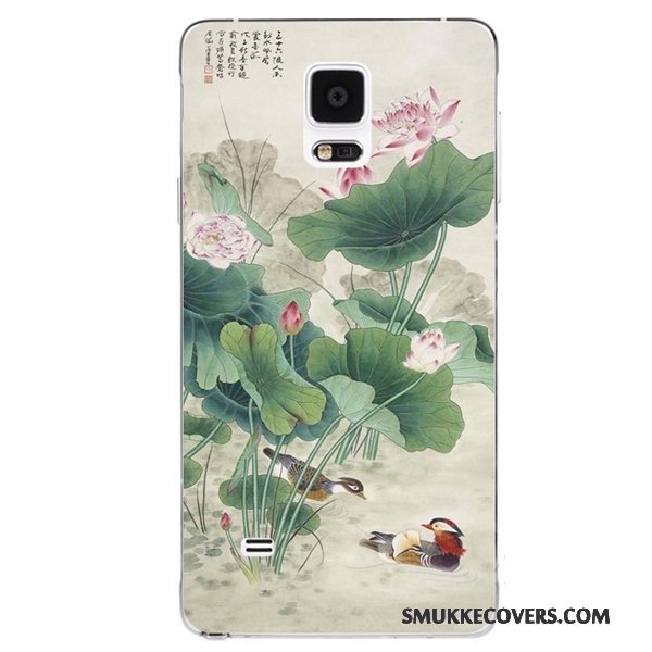 Etui Samsung Galaxy Note 4 Vintage Kinesisk Stil Lilla, Cover Samsung Galaxy Note 4 Blød Telefonhåndmalet