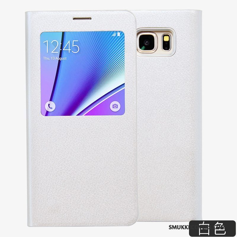 Etui Samsung Galaxy Note 5 Beskyttelse Vækstdvale Telefon, Cover Samsung Galaxy Note 5 Læder Hvid Ny