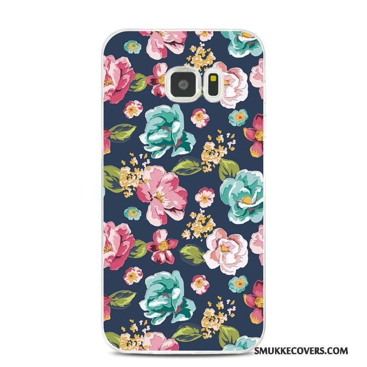 Etui Samsung Galaxy Note 5 Blød Cyan Telefon, Cover Samsung Galaxy Note 5 Relief Lille Sektion Blomster
