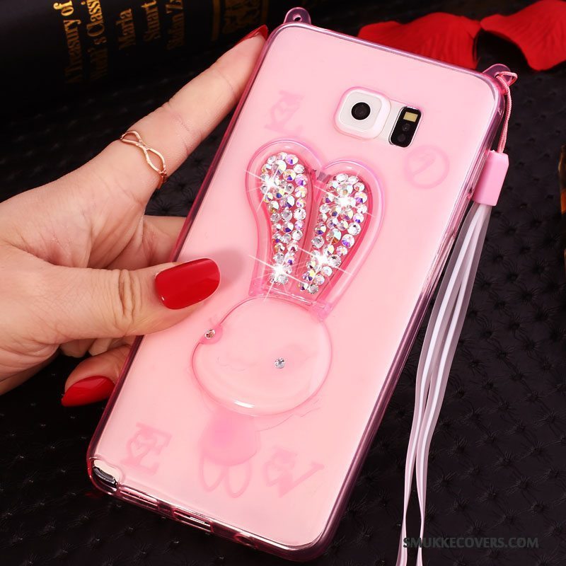 Etui Samsung Galaxy Note 5 Cartoon Telefonlyserød, Cover Samsung Galaxy Note 5 Strass Hængende Ornamenter